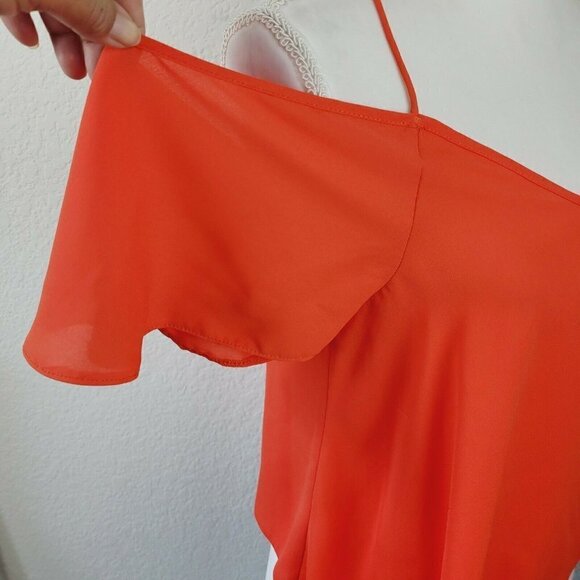 ASOS Women's Cold Shoulder Camisole Blouse Orange Bright Sz 4 Business Casual - Picture 5 of 9